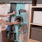 Lirex Handbag Hanging Purse Organizer for Closet, 8 Pocket Handbag Storage Organizer Hanger Oxford Cloth Closet Organizer for Family Closet Bedroom, Foldable and Universal Fit, Dark Grey