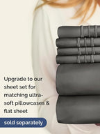 Extra Deep Cal King Fitted Sheet - Hotel Luxury Single Fitted Sheet Only - Easily Fits 18 inch to 24 inch Mattress - Ultra Soft, Wrinkle Free with Extra Deep Pockets - Breathable & Comfy - Charcoal