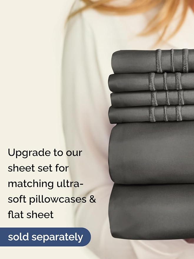 Extra Deep Cal King Fitted Sheet - Hotel Luxury Single Fitted Sheet Only - Easily Fits 18 inch to 24 inch Mattress - Ultra Soft, Wrinkle Free with Extra Deep Pockets - Breathable & Comfy - Charcoal