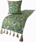 The HomeCentric Decorative Designer Handmade Bed Runner with 2 Decorative Throw Pillow Cover, 53 x 18 Inch Designer Twin Size Bed Scarf in Printed Linen & Embroidery Bed Linen - Tropical Feeling