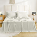 California King Sheet Set - 4 Piece Silky Soft Hotel Luxury Cooling Sheets for King Size Bed, 16" Deep Pocket Easy Care Wrinkle Free Bedding Sheet and Pillowcase Set Cal King Size, Ivory