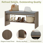 BON AUGURE Shoe Storage Bench Bedroom, Entryway Bench with Cushion, Ottoman Benches for Living Room Hallway Entry (Greige Oak, 40 Inch Wide)
