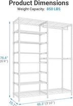 VIPEK S2 Heavy Duty Clothes Rack with Shoe Shelves Freestanding Clothing Rack with 8-Tier Shoe Rack, Double Hanging Rod, Adjustable Shelf, Walk in Closet Organizer Garment Rack, White