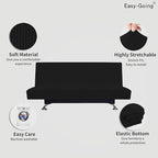 Easy-Going Stretch Futon Slipcover Armless Futon Bed Cover Furniture Protector Without Armrests with Elastic Bottom for Kids, Soft Jacquard Fabric Small Checks (Large, Black)
