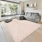 GLN Rugs Contemporary Collection - Machine Washable Area Rug, Contemporary Washable, Non Slip, Low Pile Chenille Rug, Living Room, Bedroom, Kitchen Rug (9' x 12' Orange Beige)