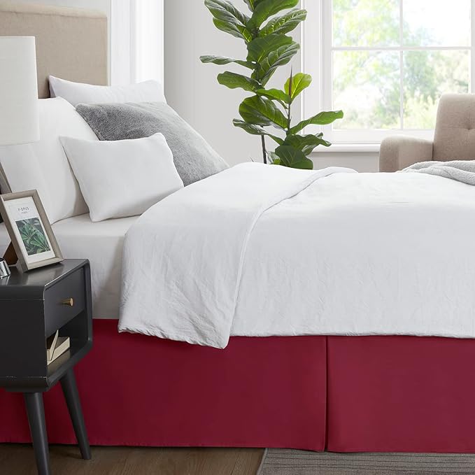 Nestl Red Heaven Full XL Bed Skirt - Full XL Size Bed Skirt 14 Inch Drop - Brushed Microfiber Bed Skirts - Hotel Quality Pleated Bed Skirt - Shrinkage & Fade Resistant