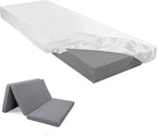 Breling Fitted Sheet (Sheet Only) Compatible with Milliard Trifold Mattress Folding Mattress Fitted Microfiber Bedsheet for Camp Bunk Rvs Bed(White,Single,4'')