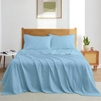 XL Twin Sheets Set - Luxury 338 Thread Count 100% Egyptian Cotton Sateen, Twin XL Sheet Set with All Around Elastic for a, Hotel Quality Bedding (Light Blue Solid)