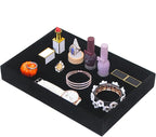 Bedside Organizer Tray, Desktop Storage Tray for Jewelry, Sunglass, Phone, Watch, Perfume,Lipstick, Nightstand Desk-top Catchall, Multi-use Holder Box for Desk Drawer (Black 1Grid)