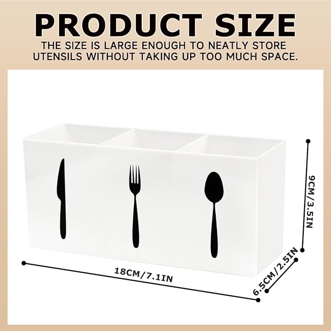Silverware Organizer Countertop,Acrylic Small Silverware Caddy for Countertop,Knife Fork and Spoon Organizer for Kitchen Storage,Cabinet and Dining Room(White)