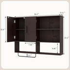 Medicine Cabinet, Wooden Bathroom Wall Cabinet with 2 Doors, Adjustable Shelves & Towel Bar, Over Toilet Storage Cabinet Wall Mounted for Kitchen & Laundry, Espresso