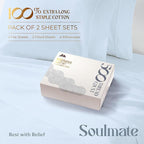 Mayfair Linen 100% Egyptian Cotton 2 Pack Twin Sheet Set - 500 Thread Count Cotton Sheets Twin Size (6 PC, Light Blue), Extra Soft, Cooling, Sateen Weave, 16" Deep Pocket College Dorm Room Bed Sheet