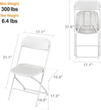 Allpop 4 Pack Plastic Folding Chair, 300lb Capacity, Portable Commercial Chair Seat with Steel Frame for Office Wedding Party Indoor Outdoor Events, Stackable, White