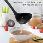 12" Silicone Ladle Spoon Set of 2, Long handle soup spoons Seamless & Nonstick, Heat resistant 600 °F Kitchen Soup Ladles for Cooking.