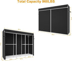 ULIFHOME E14C Pro Heavy Duty Closet Organizer System，Freestanding Clothing Racks for Hanging Clothes，Adjustable Garment Rack 69" W × 16" D × 77" H Hold 960 lbs，White Rack with Black Dustproof Cover