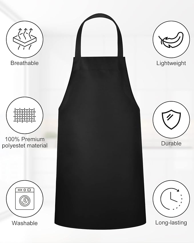Foaincore 36 Pack Bib Aprons Bulk Plain Aprons for Man Woman Adult Unisex Apron Machine Washable Adjustable Bib Apron(Black)
