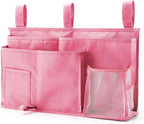 Bseash Bunk Bed Organizer, Bedside Caddy Hanging Bed Organizer Storage Bag 8 Pockets, for College Dorm Rooms Bed, Hospital Bed, Baby Bed Rails, 600D Oxford Cloth (Pink)