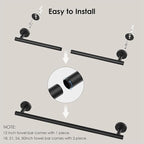 FORIOUS Towel Bar Wall Mounted, Stainless Steel Towel Racks for Bathroom 18 Inch, Includes Wall Mounting Hardware (Matte Black, Total Length 20 Inch)