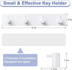 Key Holder with 4 Hooks,Key Hanger Organizer for Wall Mount with 2 Self-Adhesive Tapes,Metal Key Rack for Entryway, Door, Bathroom, Kitchen(White)
