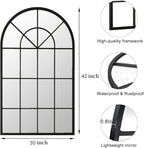 Arch Wall Mirror Mounted Decorative, 30"x42", Arched Window Pane Mirror for Wall-Mounted for Entryway, Bathroom Vanity, Living Room or Bedroom, Iron Frame, Black