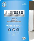 AllerEase Waterproof Mattress Protector Stain Protection Queen Size Allergen Barrier Hot Water Washable Machine Washable Durable Zippered Knit Mattress Cover Stretch Corners (White)
