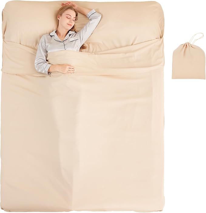 Sleeping Bag Liner Camping Adult Sleep Sack Lightweight Travel Sheet for Hotel Bed Compact Ultralight Essential Cleaning Supplies Kit Travel Bedding Set for Backpacking