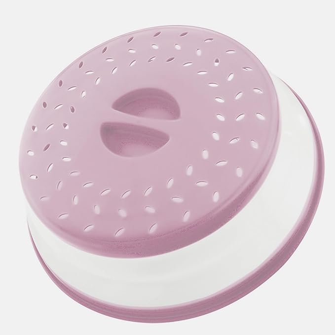 Collapsible Microwave Splatter Cover, 10.5 Inch, Dishwasher-safe, Microwave Plate Cover With Steam Vent，BPA-Free Silicone & Plastic (Light purple)