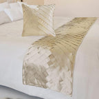 The HomeCentric King/Queen/Twin Ivory Designer CA King 86"x18" Bed Runner with Pillow Cover, Pintucks, Textured & Satin Bed Scarf on Satin Fabric - Glazed Satin