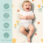 3 Pack Stretchy Bassinet Sheets - Universal Fit for Rectangle, Round, Oval, Hourglass Cradles & Moses Baskets - Soft Breathable Fitted Bassinet Sheets Set for Baby - Yellow & Flower