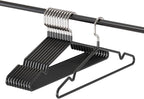 Metal Hangers Non-Slip Suit Coat Hangers Chrome and Black Friction, Metal Clothes Hanger with Rubber Coating, 16 Inches Wide, Set of 20 (Black)