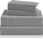 Twin XL Sheet Set - 3 Piece Silky Soft Breathable Bed Sheet & Pillowcase Set, 16" Deep Pocket Hotel Luxury Wrinkle Free Easy Care Bedding Sheets, Light Grey