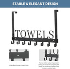 Azmoncy Over The Door Hooks, Towel Rack for Bathroom Towel Holder for Hanging Heavy Duty, Wall Mount Towel Hanger with 8 Hooks for Bedroom Bathroom Pool Kitchen Towels, Bag, Coats, Black