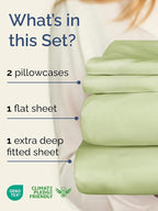 Extra Deep Pocket King Sheets - 4 Piece Breathable & Cooling Bed Sheets - Hotel Luxury Bed Sheet Set - Soft, Wrinkle Free & Comfy - Easily Fits Extra Deep Mattresses - Light Sage Green Sheets Set