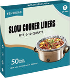 WZHSBSAQ Slow Cooker Liners, 50 Cooking Bags, Oversized Disposable Pot Liner Plastic Bags for 6QT to 10QT Slow Cookers, 14 in. x 22 in.