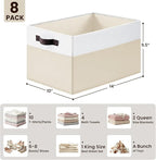 Criusia 8 Pack Large Storage Basket, Fabric Blanket Basket Living Room, Toy Organizers and Storage with Handles for Kids, Laundry Basket for Clothes Towel, Yarn and Craft Storage Bins (14L*10W*9.5H)