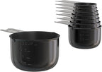 Color Up Measuring Cup Set, 8 Piece – Includes 2 Cup, Black Finish, Stainless Steel, Accurate for Wet & Dry Ingredients, Embossed Markings, Easy-Pour Spouts, Dishwasher-Safe, Kitchen Essential