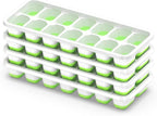 ChefAide Ice Cube Tray with Lid, 4 Packs 56 Cubes Durable Stackable Ice Cube Trays for Freezer with Removable Lids, Easy-Release Plastic & Silicone Ice Tray for Cocktail, Coffee