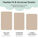 Yoofoss Pack and Play Sheets Fitted, Mini Crib Sheets 2-Pack for Pack N Play Mattress, Stretchy Playard Sheet, Soft and Breathable (Apricot-Green)