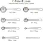 Measuring Cups and Spoons Set 14, Metric & US 18/8 Stainless Steel Measuring Cups and Spoons Set, Dry & Liquid Metal 6 Measure Cups & 7 Measure Spoons w/Leveler for Kitchen & Baking