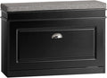 Haotian Shoe Storage Bench with Cushion, Black Narrow Shoe Rack for Entryway, Small Shoe Cabinet with Flip-Drawer, Closet Hallway Mudroom FSR82-L-SCH