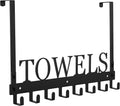Azmoncy Over The Door Hooks, Towel Rack for Bathroom Towel Holder for Hanging Heavy Duty, Wall Mount Towel Hanger with 8 Hooks for Bedroom Bathroom Pool Kitchen Towels, Bag, Coats, Black