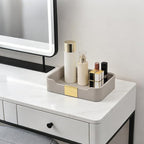 Luxury Leather Valet Tray Desktop Storage Organizer,Bedside Vanity Catchall Tray Nightstand Caddy Holder for Cosmetic,Jewelry,Watch,Keys,Phone,Wallet,Remote Controller,Pen,Gray