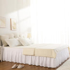 RIMELA White Bed Skirt Queen Size 18 Inch Drop, Elastic Bed Skirting for Bed Base and Frame, Bedding Dust Ruffle Easy to Install, Lightweight Wrap Around Adjustable Bedskirt