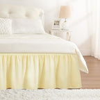 RIMELA Bed Skirt Queen Size 14 Inch Drop, Wrap Around Elastic Bedskirt Solid Microfiber Luxury Hotel Quality Fabric, Easy to Install Machine Washable Wrinkle & Fade Resistant, Light Yellow