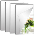 JUNEBRUSHS 4 Pack Self Adhesive Acrylic Mirror, 4X 6 Inch Mirror Tiles,Flexible Plastic Sheets Wall Stickers, 2MM Thick Mirror,Frameless Small
