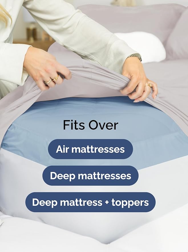 Extra Deep Twin Fitted Sheet - Hotel Luxury Single Fitted Sheet Only - Easily Fits 18 inch to 24 inch Mattress - Ultra Soft, Wrinkle & Fade Free w/Extra Deep Pockets - Breathable & Comfy - Light Grey