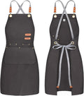 BeLuyi chef apron bib tool apron for man woman cross back straps with 4 pockets for kitchen cooking gardening baking working