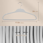 Plastic Hangers,20 Pack Rubber Coated Hanger, Clothes Hanger with Non-Slip Grip,17'' Length Standard Coat Hangers, Coat, Pants,Wide Shoulder Pants Hanger,Grey