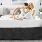 Nestl Pinch Pleat Twin Bed Skirt - 14" Drop, Premium Microfiber Black Bedskirt