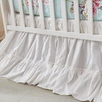 Brandream Crib Bed Skirt for Baby Girls Boys White Boho Bohemian Solid Cotton Toddler Bedskirt Farmhouse Chic Ruffle
